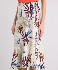 Saia-Feminina-Midi-Transpassada-Estampada-de-Folhagem-Bege-9218637-Bege_4