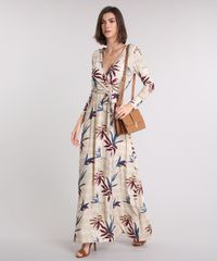 Vestido-Longo-Feminino-Estampado-de-Folhagem-Manga-Longa-Bege-9224551-Bege_3