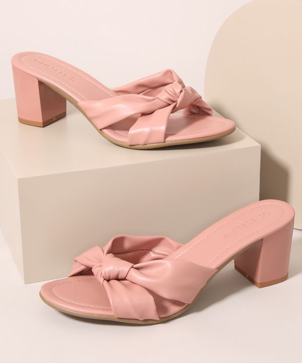 Tamanco Feminino com Nó Salto Grosso Médio Oneself Rosa 35
