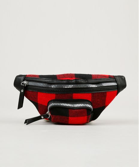 Pochete-Feminina-Estampada-Xadrez-com-Bolso-Vermelha-9104490-Vermelho_1