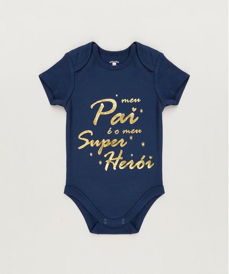Body-Infantil--Meu-Pai-e-o-Meu-Super-Heroi--Manga-Curta-com-Decote-Redondo-em-Algodao---Sustentavel-Azul-Marinho-8930730-Azul_Marinho_1