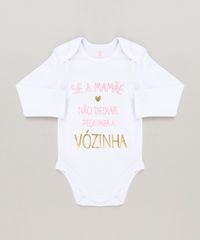 Body-Infantil--Se-a-Mamae-Nao-Deixar-Peca-Para-a-Vozinha--Manga-Longa-com-Decote-Redondo-em-Algodao---Sustentavel-Branco-8930765-Branco_1