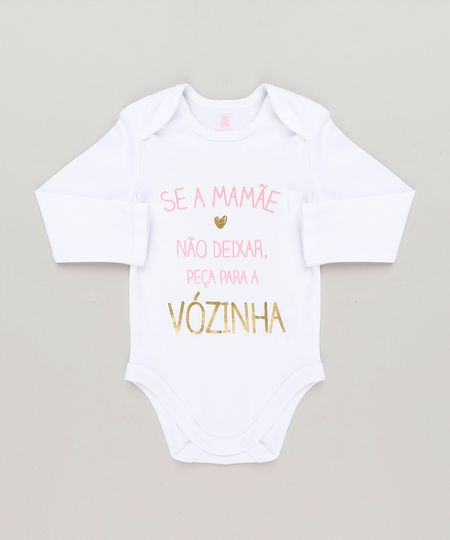 Body-Infantil--Se-a-Mamae-Nao-Deixar-Peca-Para-a-Vozinha--Manga-Longa-com-Decote-Redondo-em-Algodao---Sustentavel-Branco-8930765-Branco_1