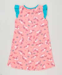 Camisola-Infantil-Estampada-de-Unicornios-Sem-Manga-com-Babados-em-Algodao---Sustentavel-Rosa-9223933-Rosa_2