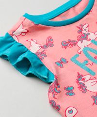 Camisola-Infantil-Estampada-de-Unicornios-Sem-Manga-com-Babados-em-Algodao---Sustentavel-Rosa-9223933-Rosa_4