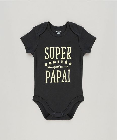 Body-Infantil--Super-Bonitao-Igual-Ao-Papai--Manga-Curta-com-Decote-Redondo-em-Algodao---Sustentavel-Preto-8929835-Preto_1