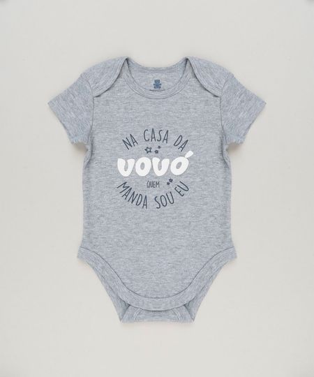 Body-Infantil--Na-Casa-da-Vovo-Quem-Manda-Sou-Eu--Manga-Curta-com-Decote-Redondo-em-Algodao---Sustentavel-Cinza-Mescla-8930663-Cinza_Mescla_1