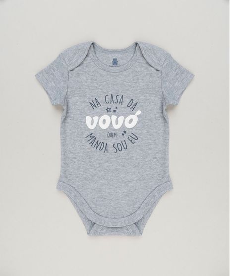 Body-Infantil--Na-Casa-da-Vovo-Quem-Manda-Sou-Eu--Manga-Curta-com-Decote-Redondo-em-Algodao---Sustentavel-Cinza-Mescla-8930663-Cinza_Mescla_1