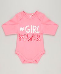 Body-Infantil--Girl-Power--Manga-Longa-com-Decote-Redondo-em-Algodao---Sustentavel-Rosa-8930751-Rosa_1