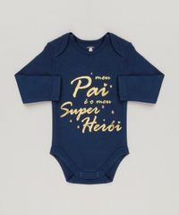 Body-Infantil--Meu-Pai-e-o-Meu-Super-Heroi--Manga-Longa-com-Decote-Redondo-em-Algodao---Sustentavel-Azul-Marinho-8930758-Azul_Marinho_1