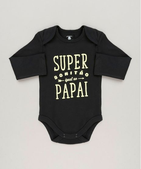Body-Infantil--Super-Bonitao-Igual-Ao-Papai--Manga-Longa-com-Decote-Redondo-em-Algodao---Sustentavel-Preto-8929856-Preto_1