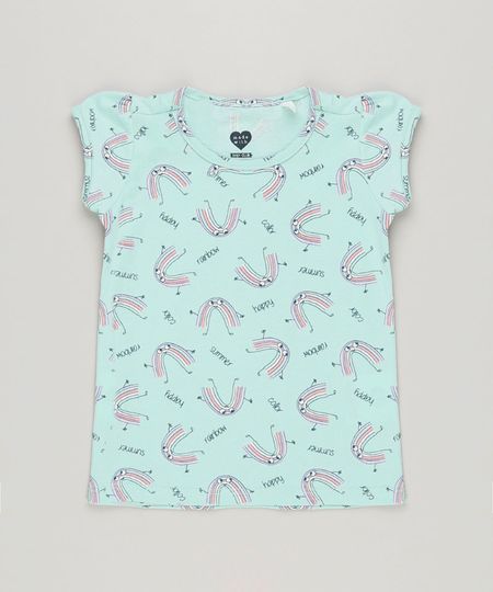 Blusa-Infantil-Estampada-de-Arco-Iris-Manga-Curta-Decote-Redondo-em-Algodao---Sustentavel-Verde-Claro-9220800-Verde_Claro_1