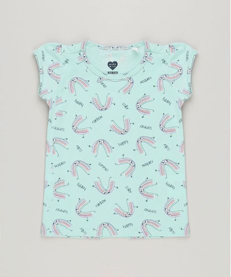 Blusa-Infantil-Estampada-de-Arco-Iris-Manga-Curta-Decote-Redondo-em-Algodao---Sustentavel-Verde-Claro-9220800-Verde_Claro_1
