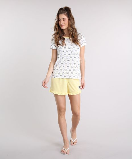 Pijama-Feminino-Estampado-de-Bichos-Manga-Curta-Off-White-9218822-Off_White_1