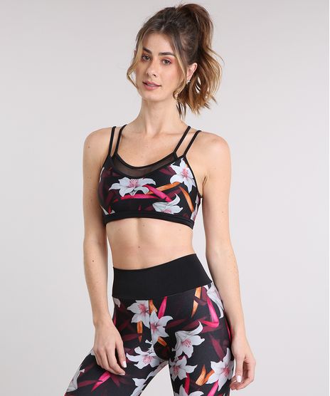 Top-Feminino-Esportivo-Sem-Bojo-Ace-Estampado-Floral-com-Tela--Preto-9230158-Preto_1