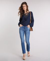 Bata-Feminina-com-Decote-V-Bordado-de-Micangas-Manga-Longa-Azul-Marinho-9104153-Azul_Marinho_3
