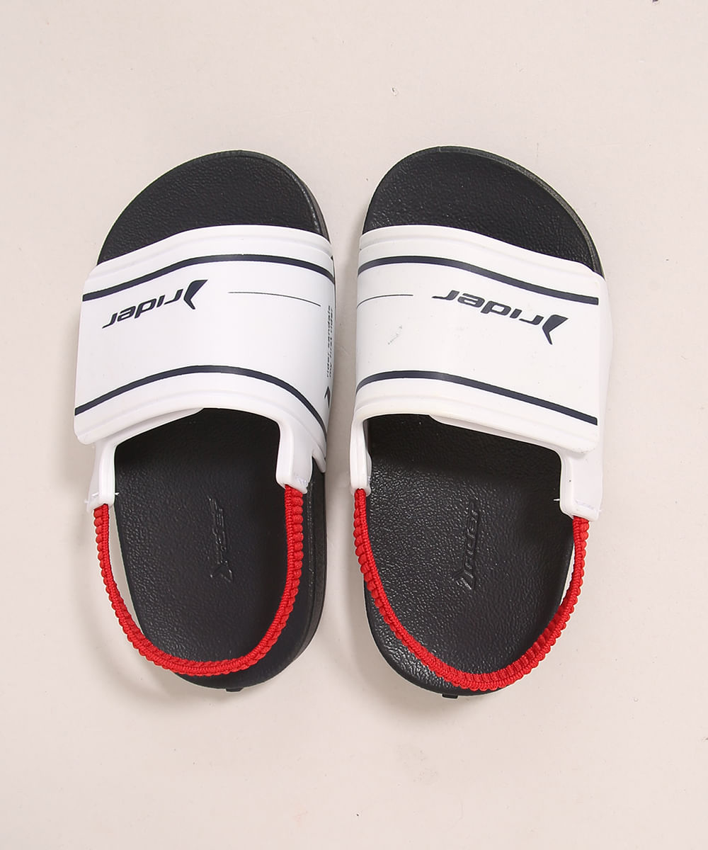Chinelo Infantil Slide com Elástico Posterior Rider Branco