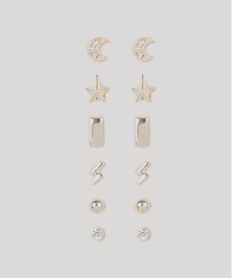 Kit-de-6-Brincos-Femininos-Dourado-9218434-Dourado_1