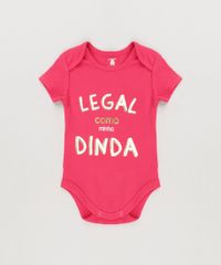 Body-Infantil--Legal-Como-a-Minha-Dinda--Manga-Curta-com-Decote-Redondo-em-Algodao---Sustentavel-Rosa-Escuro-8930716-Rosa_Escuro_1