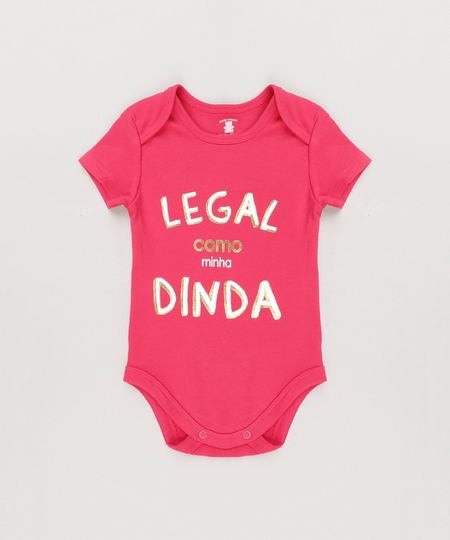 Body-Infantil--Legal-Como-a-Minha-Dinda--Manga-Curta-com-Decote-Redondo-em-Algodao---Sustentavel-Rosa-Escuro-8930716-Rosa_Escuro_1