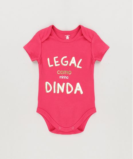 Body-Infantil--Legal-Como-a-Minha-Dinda--Manga-Curta-com-Decote-Redondo-em-Algodao---Sustentavel-Rosa-Escuro-8930716-Rosa_Escuro_1