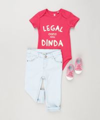 Body-Infantil--Legal-Como-a-Minha-Dinda--Manga-Curta-com-Decote-Redondo-em-Algodao---Sustentavel-Rosa-Escuro-8930716-Rosa_Escuro_3
