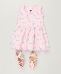 Vestido-Infantil-Estampado-de-Coqueiros-Sem-Manga-Decote-Redondo-em-Algodao---Sustentavel-Rosa-9235605-Rosa_3