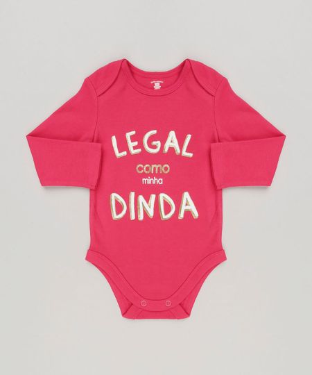Body-Infantil--Legal-Como-a-Minha-Dinda--Manga-Longa-com-Decote-Redondo-em-Algodao---Sustentavel-Rosa-Escuro-8930744-Rosa_Escuro_1