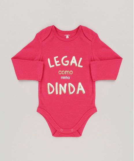 Body-Infantil--Legal-Como-a-Minha-Dinda--Manga-Longa-com-Decote-Redondo-em-Algodao---Sustentavel-Rosa-Escuro-8930744-Rosa_Escuro_1