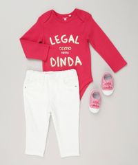 Body-Infantil--Legal-Como-a-Minha-Dinda--Manga-Longa-com-Decote-Redondo-em-Algodao---Sustentavel-Rosa-Escuro-8930744-Rosa_Escuro_3