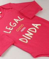 Body-Infantil--Legal-Como-a-Minha-Dinda--Manga-Longa-com-Decote-Redondo-em-Algodao---Sustentavel-Rosa-Escuro-8930744-Rosa_Escuro_4