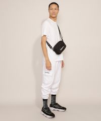 Calça Cargo Branca de Moletom Masculina