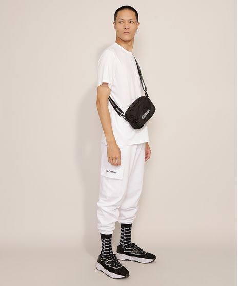 Calça Cargo Branca de Moletom Masculina