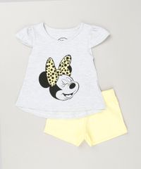 Conjunto-Infantil-Minnie-de-Regata-com-Babado-Cinza-Mescla-Claro---Short-em-Moletom-Amarelo-9230519-Amarelo_1