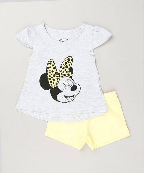 Conjunto-Infantil-Minnie-de-Regata-com-Babado-Cinza-Mescla-Claro---Short-em-Moletom-Amarelo-9230519-Amarelo_1