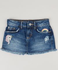Short-Saia-Jeans-Infantil-Bordado-de-Unicornio-Barra-Desfiada-Azul-Escuro-9227858-Azul_Escuro_1