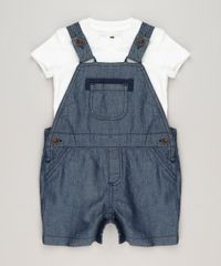 Conjunto-Infantil-de-Jardineira-Jeans-Azul-Escuro---Body-Manga-Curta-em-Algodao---Sustentavel--Off-White-9114245-Off_White_1