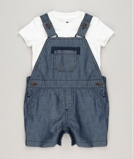 Conjunto-Infantil-de-Jardineira-Jeans-Azul-Escuro---Body-Manga-Curta-em-Algodao---Sustentavel--Off-White-9114245-Off_White_1