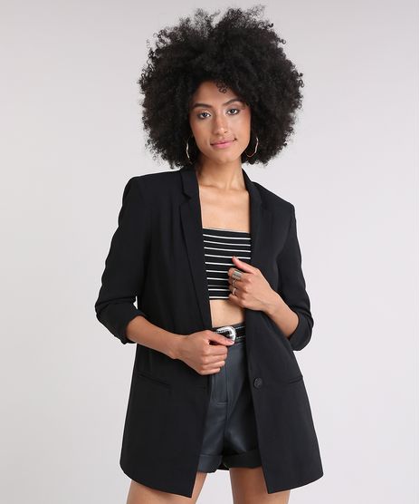 Blazer-Feminino-Longo-Boyfriend-com-Franzido-na-Manga-Preto-9089552-Preto_1
