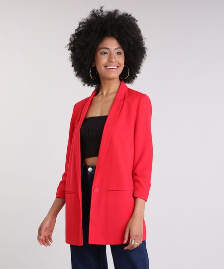 Blazer-Feminino-Longo-Boyfriend-com-Franzido-na-Manga-Vermelho-9089552-Vermelho_1