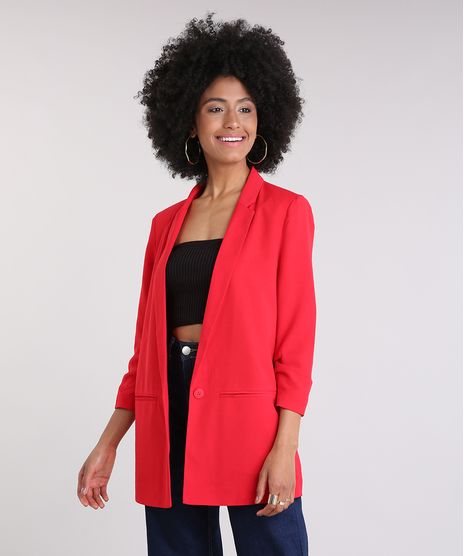 Blazer-Feminino-Longo-Boyfriend-com-Franzido-na-Manga-Vermelho-9089552-Vermelho_1