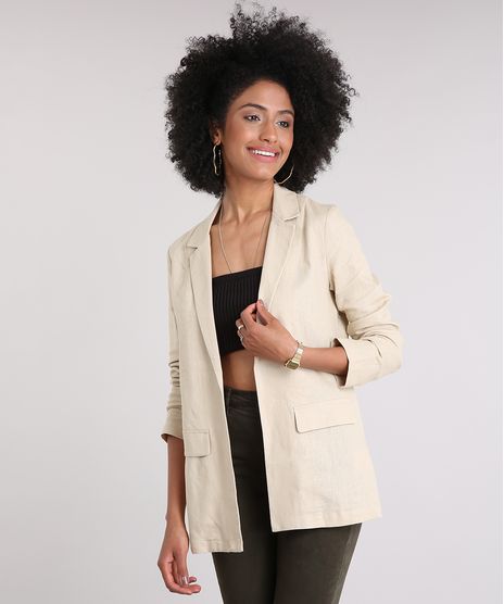Blazer-Feminino-em-Linho-Boyfriend-Manga-Longa-Bege-9181375-Bege_1