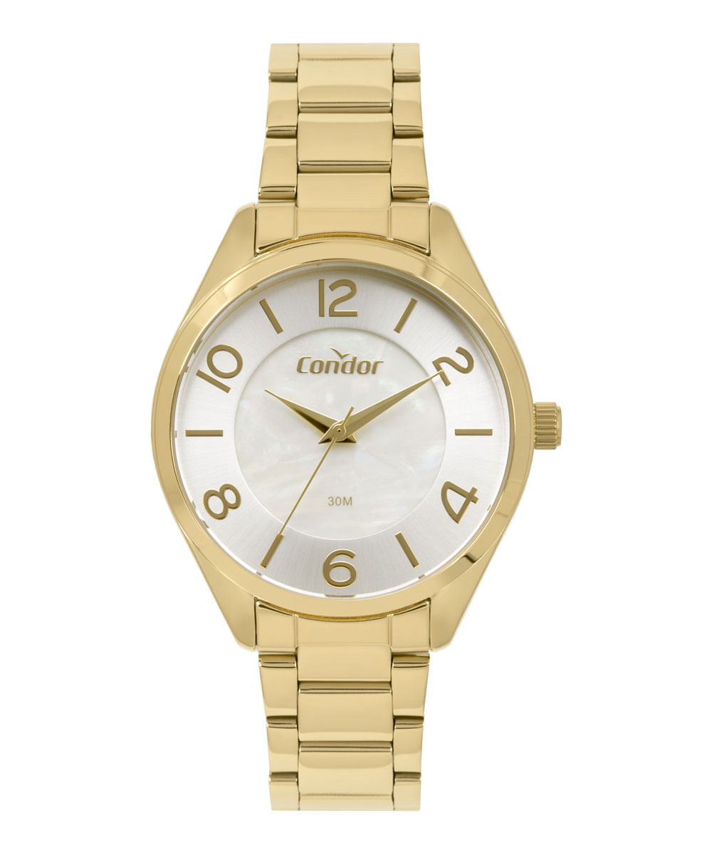 Kit de Relógio Condor Feminino Analógico CO2036KWUSK4B + Binco + Colar Dourado