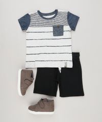 Camiseta-Infantil-com-Estampa-Listrada-e-Bolso-Manga-Curta-Gola-Careca-Cinza-Mescla-Claro-8812802-Cinza_Mescla_Claro_3