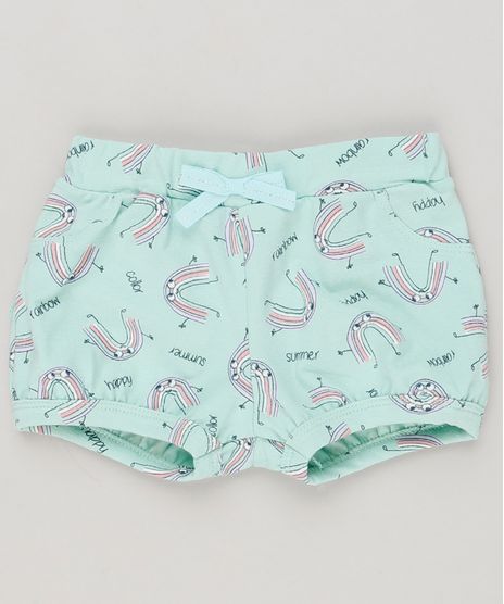 Short-Infantil-Balone-Estampado-de-Arco-Iris-em-Algodao---Sustentavel-Verde-Claro-9230726-Verde_Claro_1