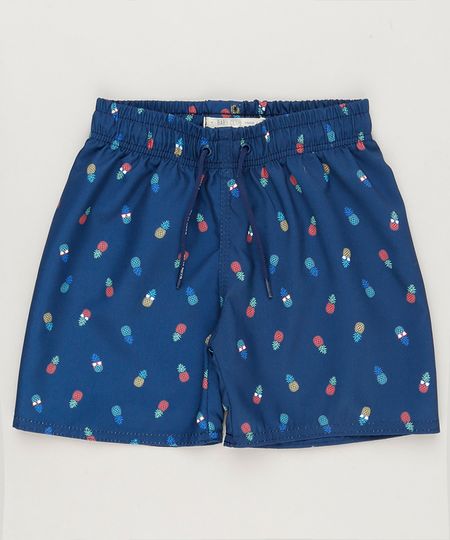 Bermuda-Infantil--Estampada-de-Abacaxi-com-Cordao-Azul-Marinho-9236698-Azul_Marinho_1