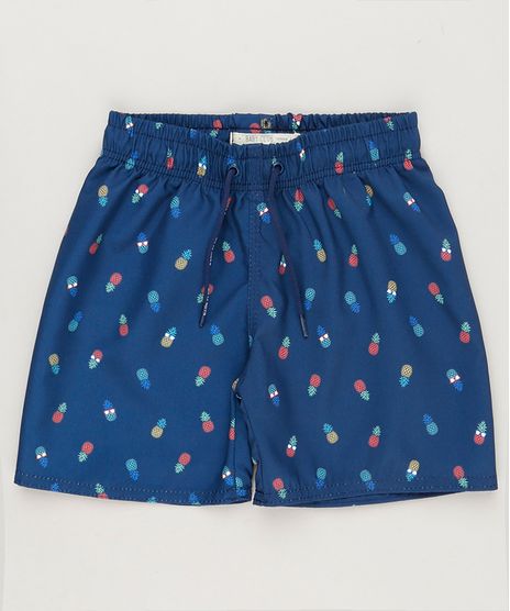 Bermuda-Infantil--Estampada-de-Abacaxi-com-Cordao-Azul-Marinho-9236698-Azul_Marinho_1