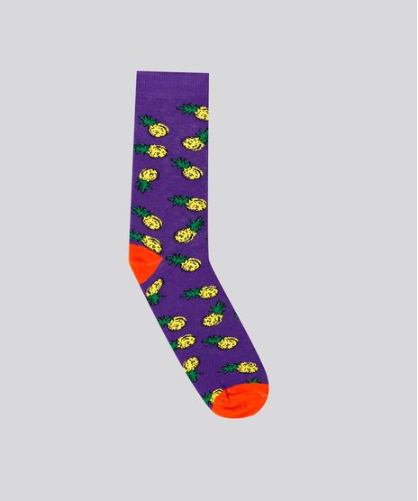 Meia-Masculina-Cano-Alto-Divertida-Abacaxi--Roxa-9242400-Roxo_1