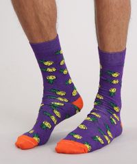 Meia-Masculina-Cano-Alto-Divertida-Abacaxi--Roxa-9242400-Roxo_2