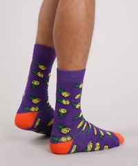 Meia-Masculina-Cano-Alto-Divertida-Abacaxi--Roxa-9242400-Roxo_3